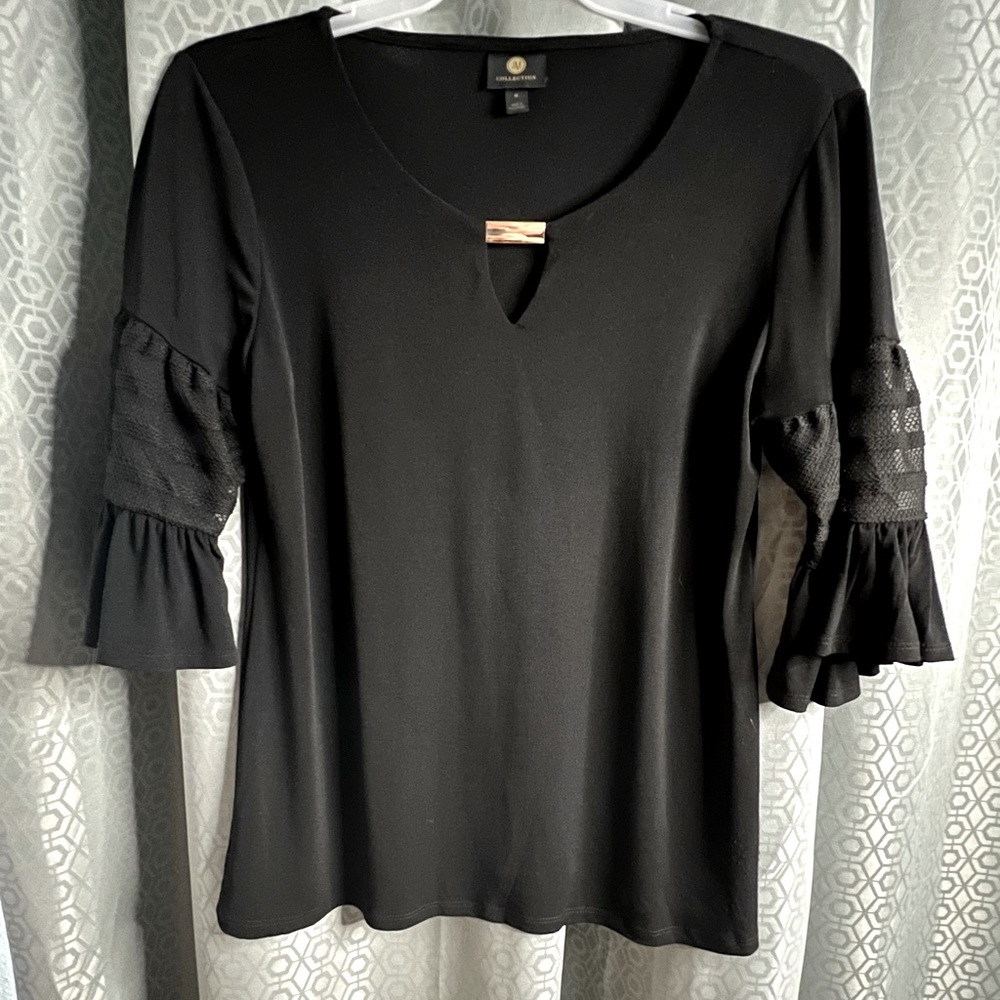 Black scoop neck blouse by JM Collection size M